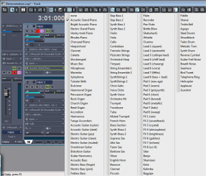Figure 6.14  Patch assignments in the General MIDI standard, as shown in Cakewalk Sonar