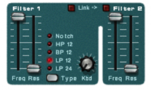 Figure 6.22 Example of filter settings in a synthesizer