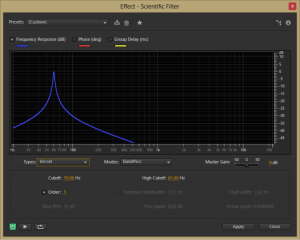 Figure 7.2 Bessel scientific filter from Adobe Audition