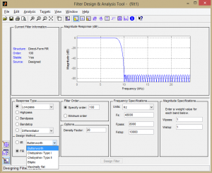 Figure 7.48 Butterworth filter designed in MATLAB’s Filter Design and Analysis tool